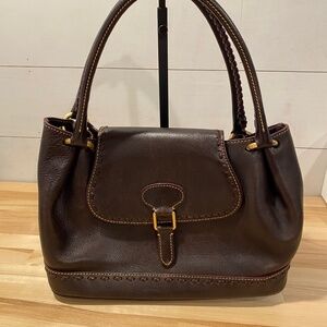 Dooney & Bourke Florentine Flap Satchel Genuine Leather Structured Classic Chic